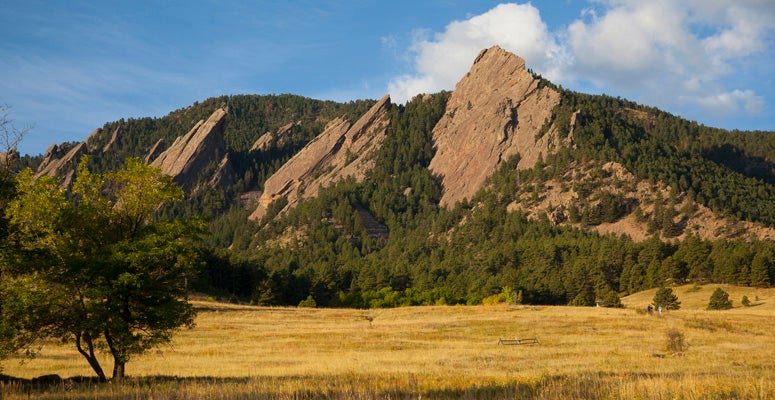 A view of the Flatirons in Boulder, Colorado