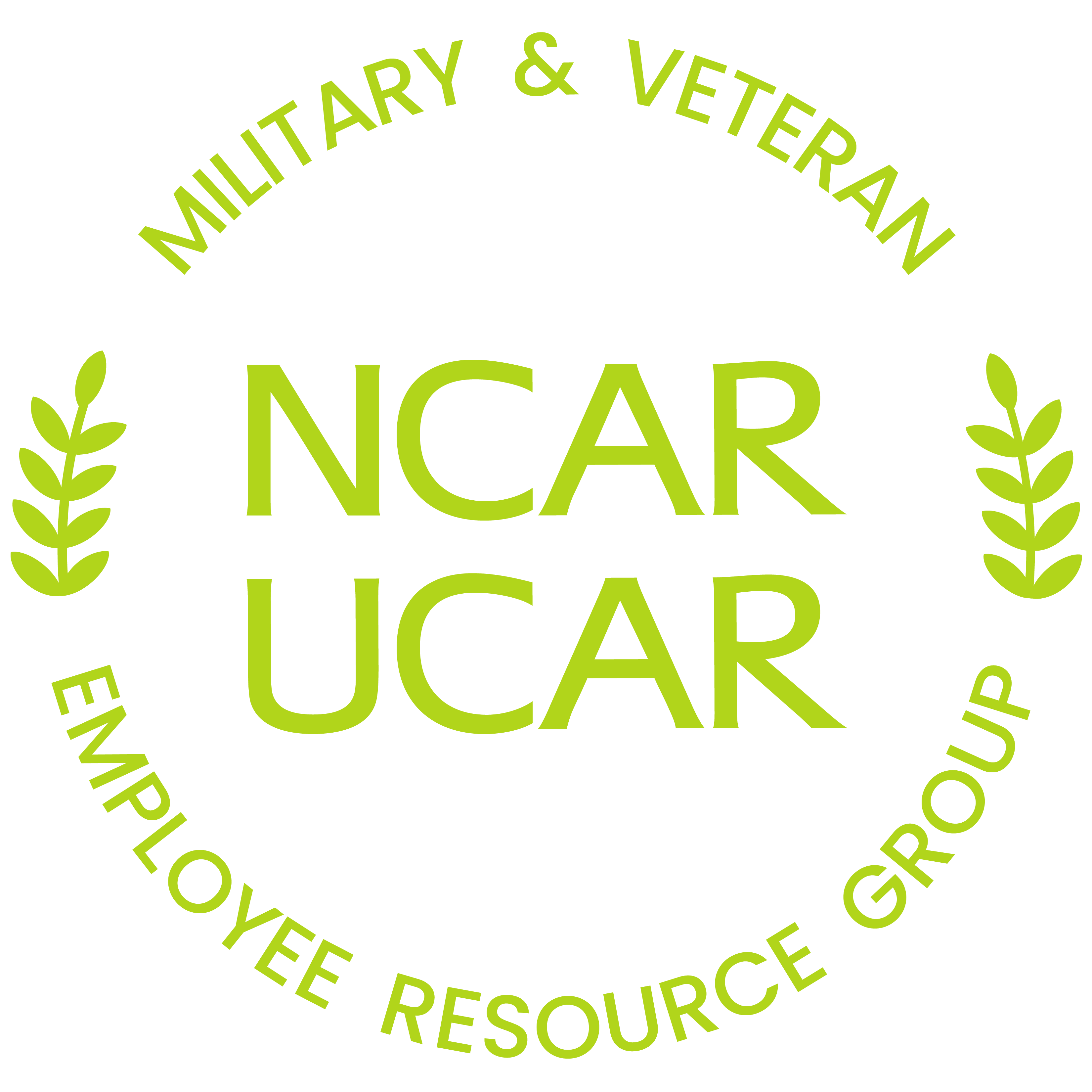 Military and veterans logo in green and leaves