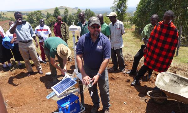 Demonstrating a 3D-printed weather station in Kenya