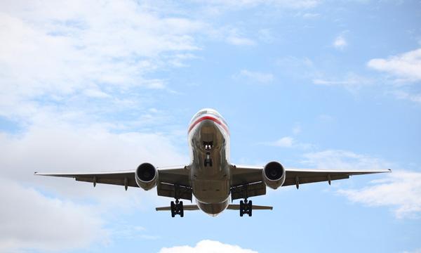 An airplane coming in for a landing