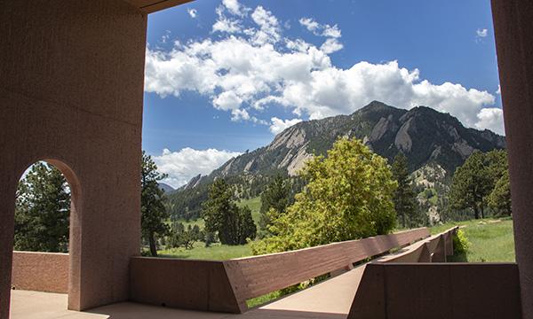 A view of the flatirons from the Mesa Lab